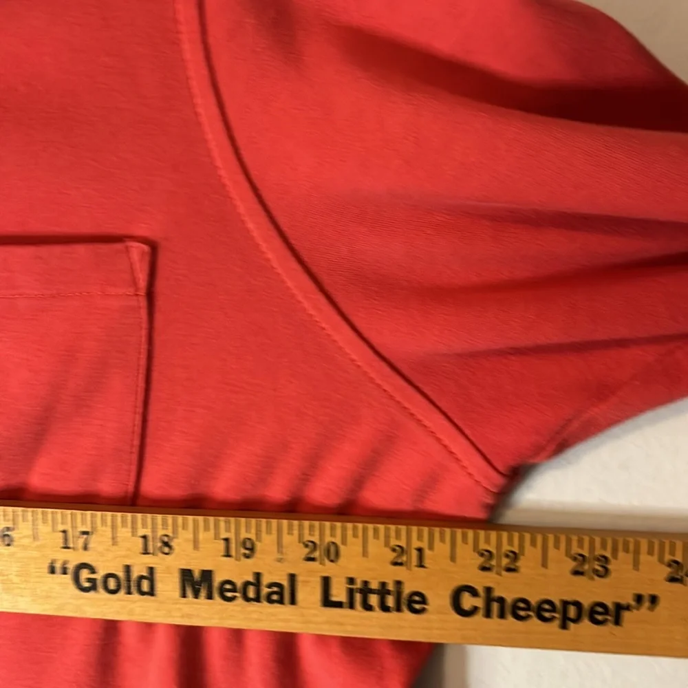 LL Bean Coral Pink Button Down Blouse Top Size Large 100%Cotton Jersey Material - Picture 9 of 10